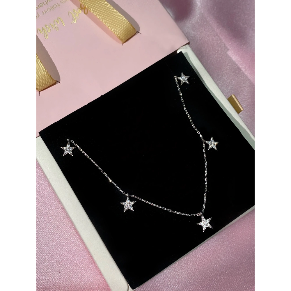 925 Ayar Gümüş Silver Yıldızlı Kolye