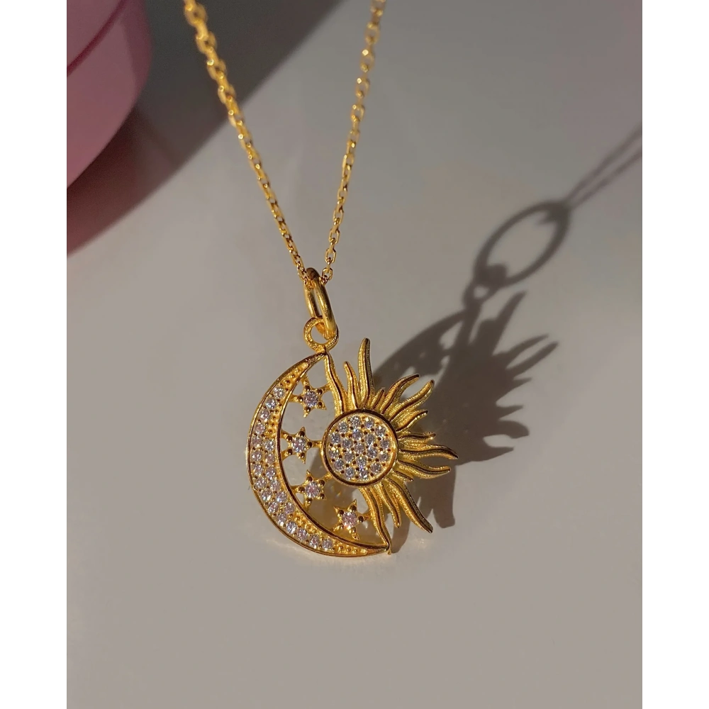 925 Ayar Gümüş Sun & Moon Kolye