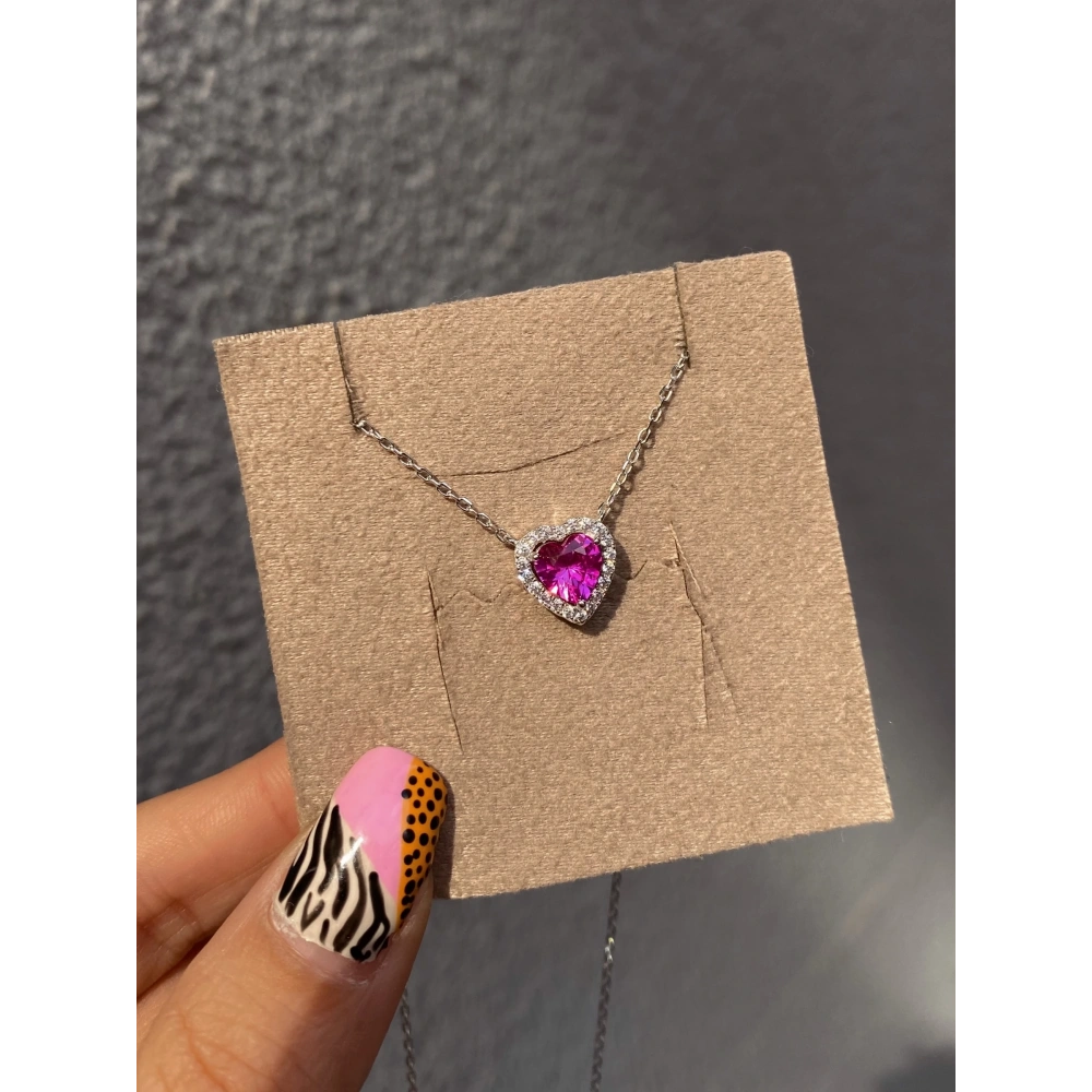 925 Ayar Gümüş Swarovski Kalpli Kolye