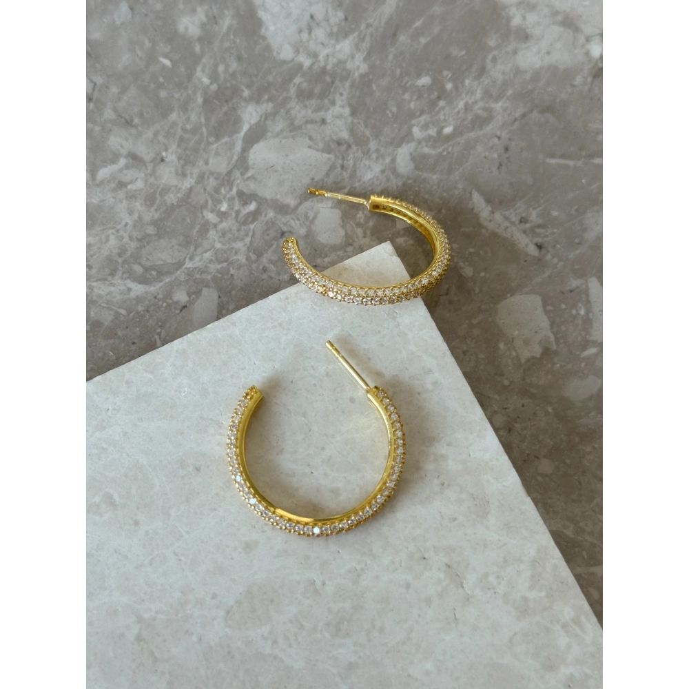 925 Ayar Gümüş Taşlı Halka Küpe