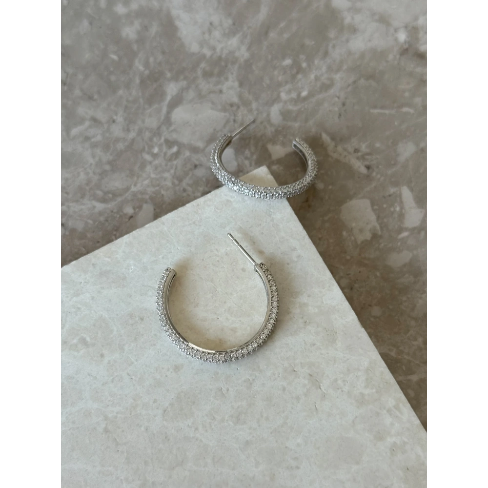 925 Ayar Gümüş Taşlı Halka Küpe