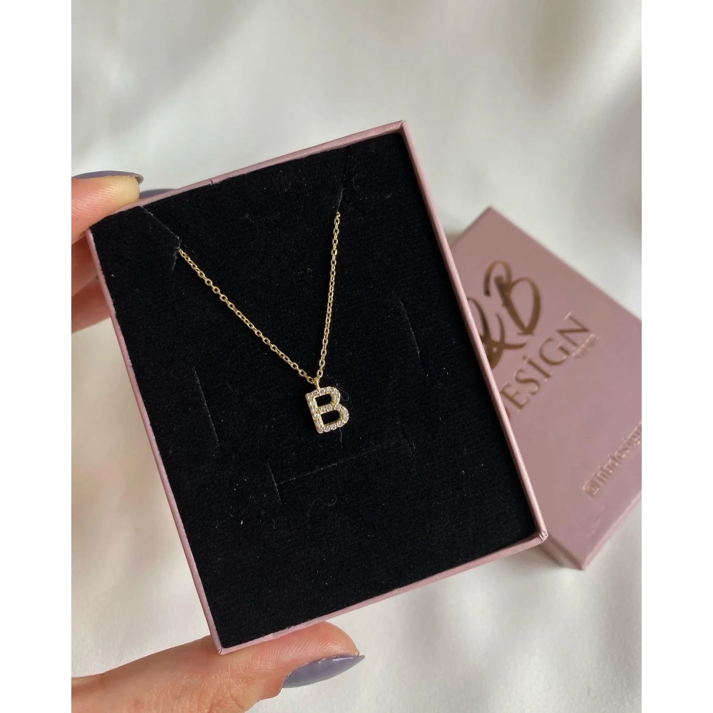 925 Ayar Gümüş Taşlı Harf Kolye