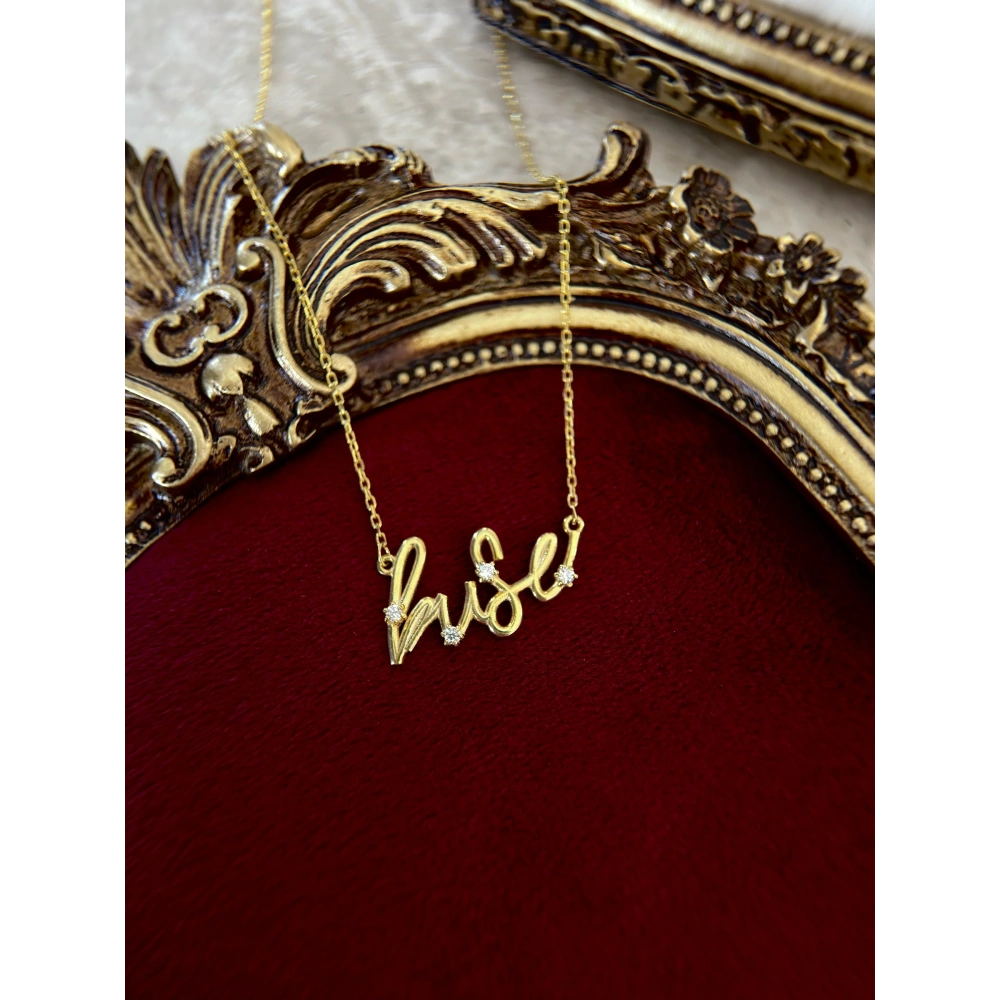 925 Ayar Gümüş Taşlı İsim Kolye