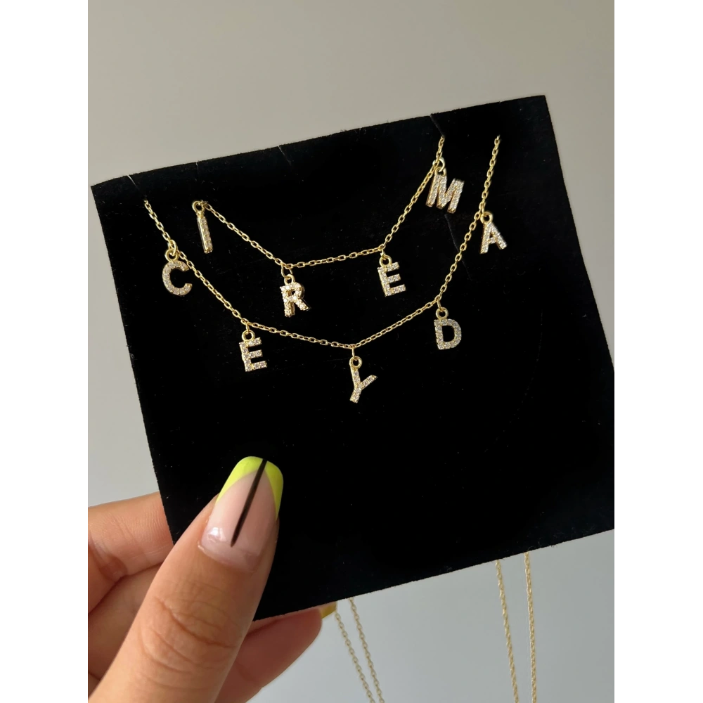 925 Ayar Gümüş Taşlı İsim Kolye