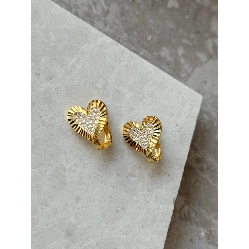 925 Ayar Gümüş Taşlı Kalp Küpe