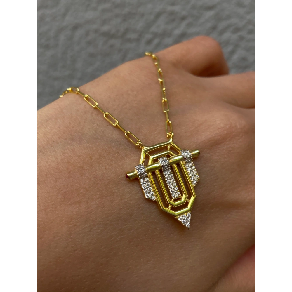 925 Ayar Gümüş Taşlı Tasarım Kolye