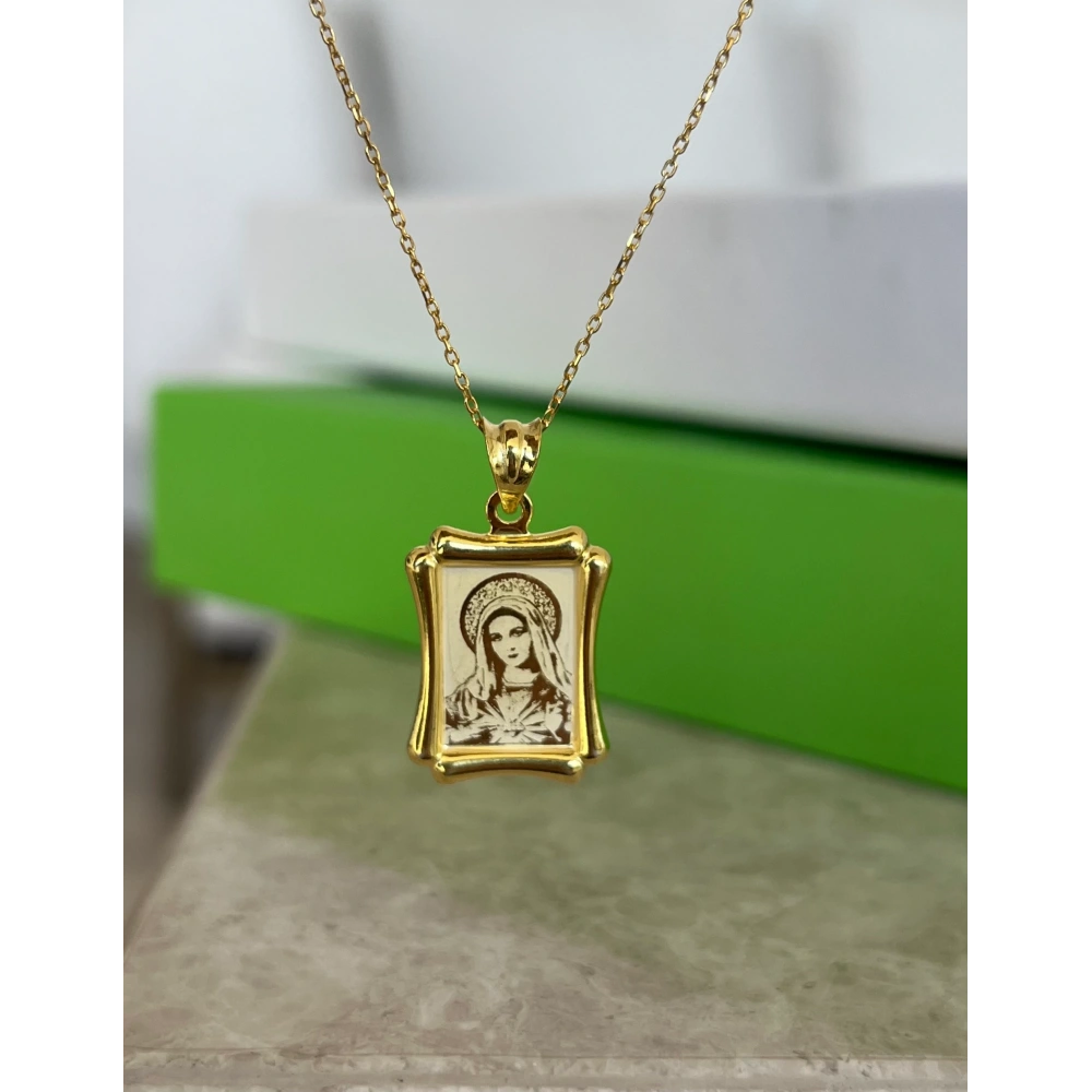 925 Ayar Gümüş Unisex Meryem Ana Kolye