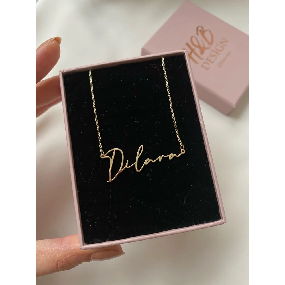 925 Ayar Gümüş Yatay İsim Kolye