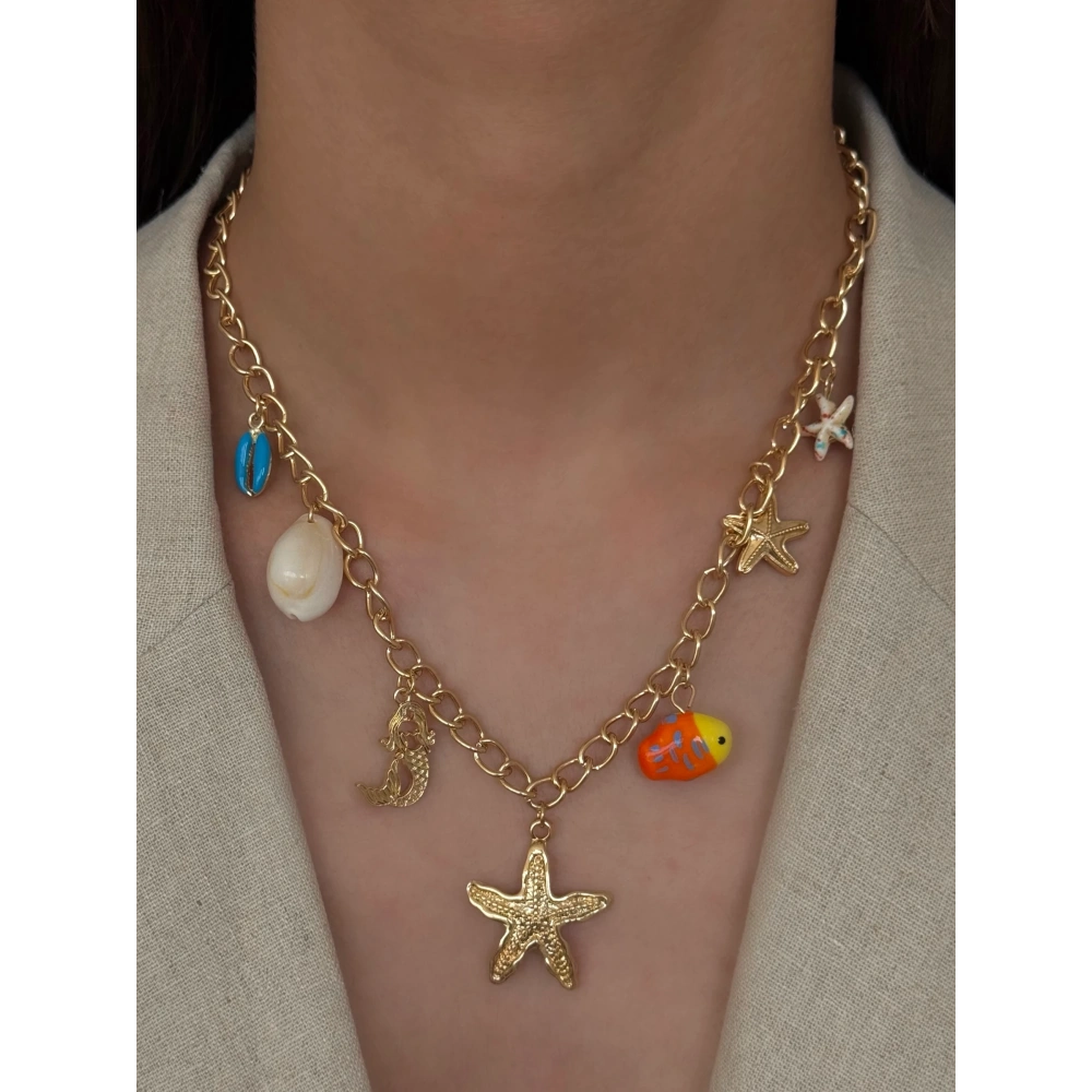 Balık Detay 7 Charmlı Kolye