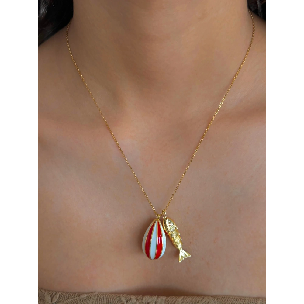 Balık Detaylı Şans Balonu Kolye