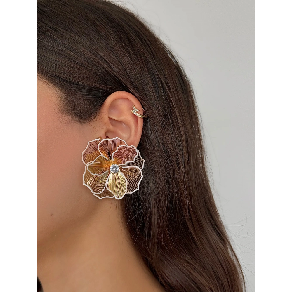 Büyük Çiçek Model Küpe