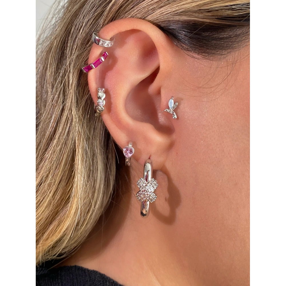 Çarpı Detaylı Halka Küpe