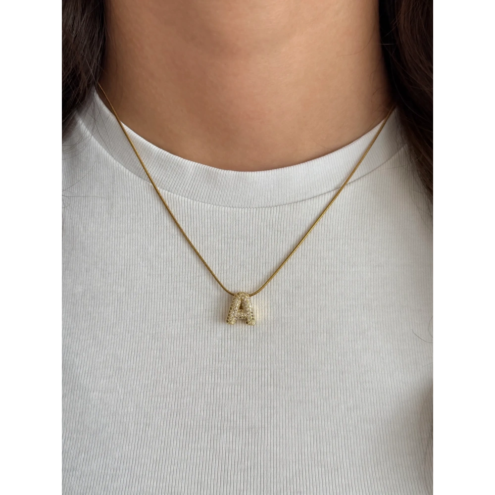 Çelik 3 Boyutlu A Harfli Kolye