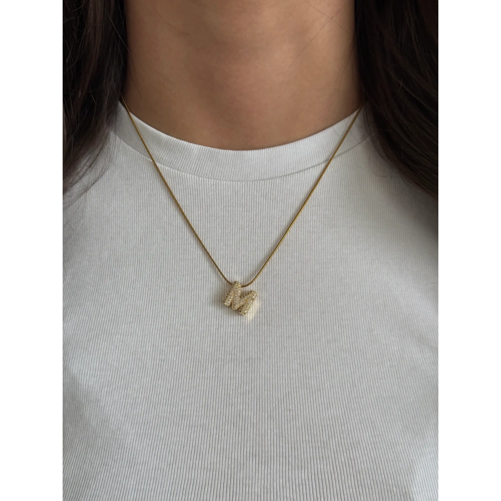 Çelik 3 Boyutlu M Harfli Kolye