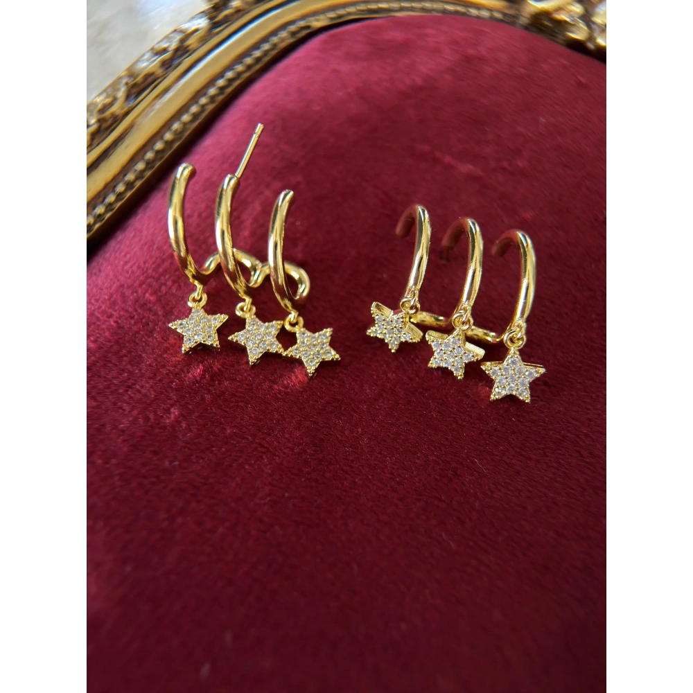 Çelik 3 Lü Yıldız Detay Küpe