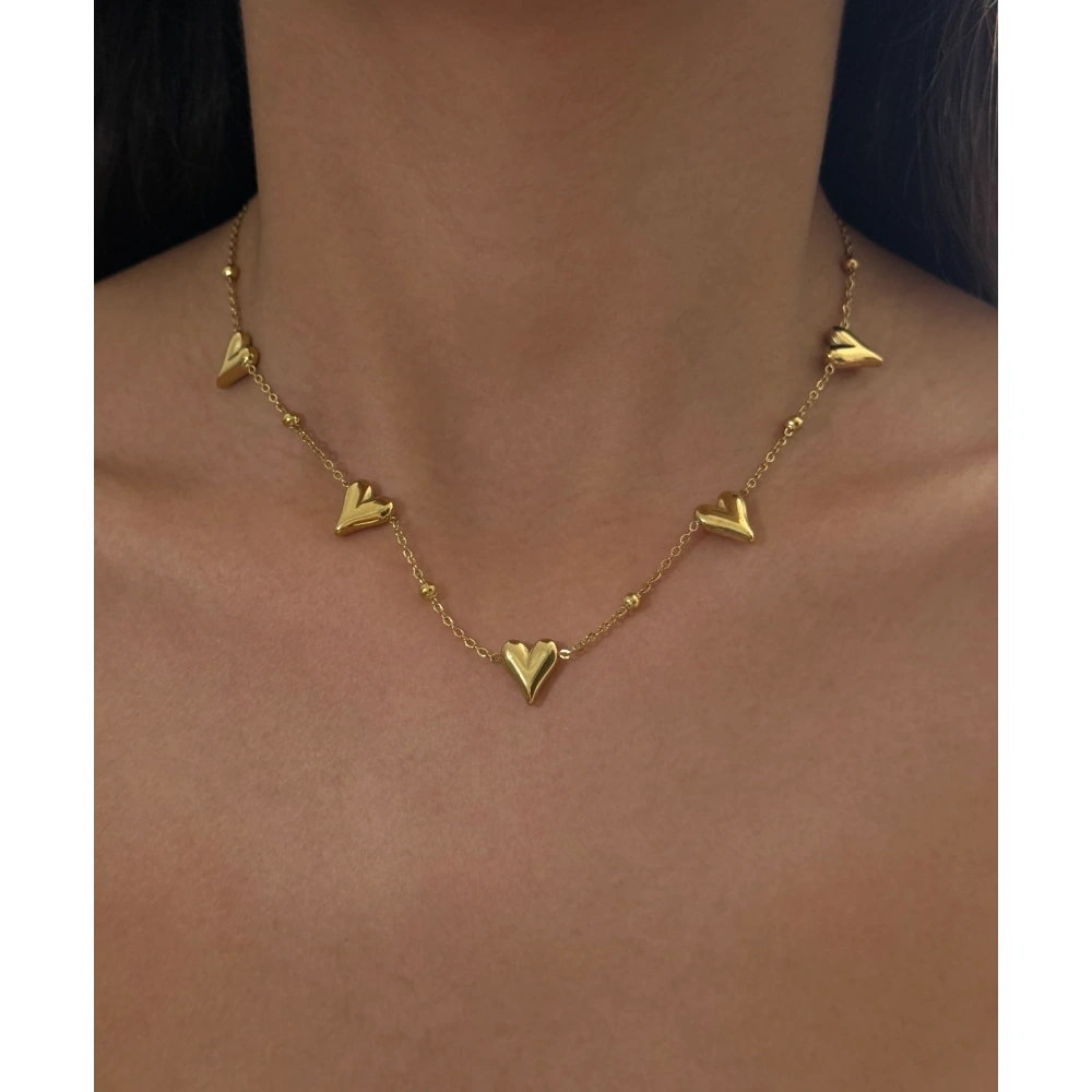 Çelik 5 Kalpli Kolye