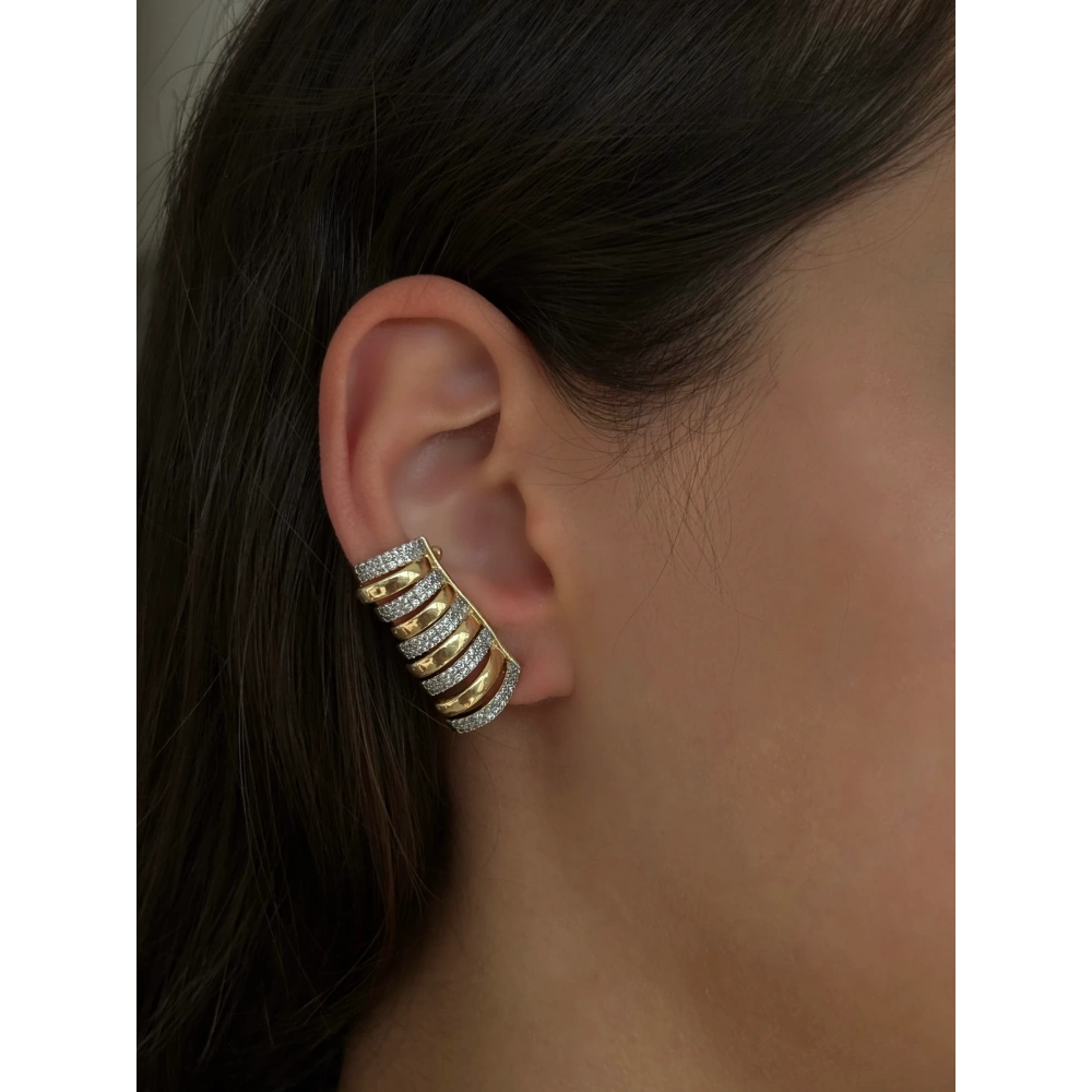Çelik 5 Sırası Taşlı Earcuff
