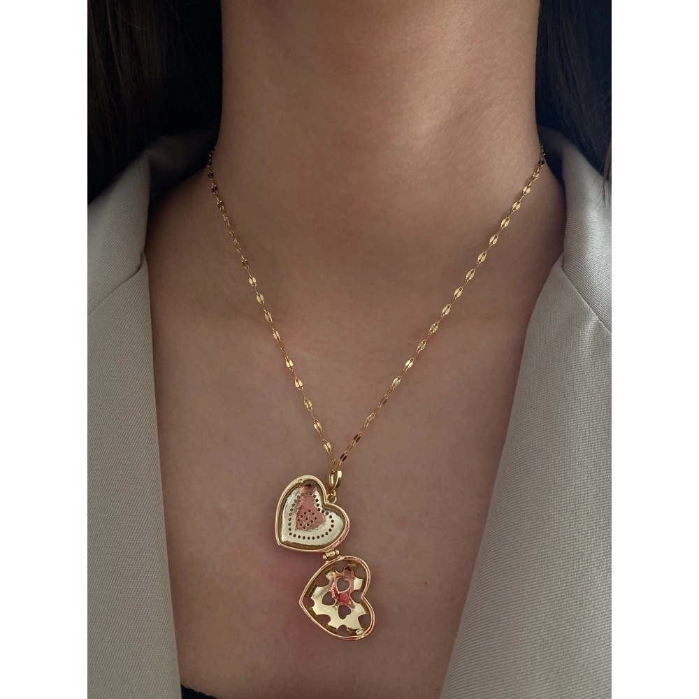 Çelik Açılabilir Kalpli K Harf Kolye