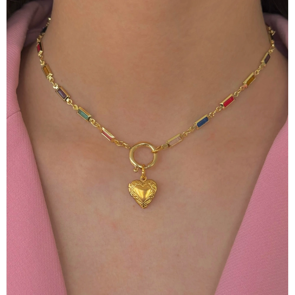 Çelik Açılır Kalp Detay Kolye