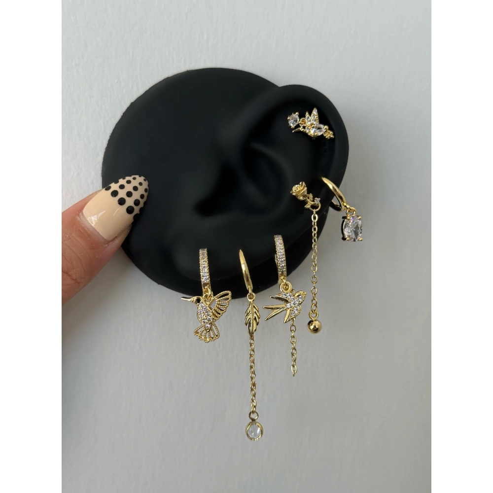 Çelik Anka Kuşlu 6 Lı Küpe Seti