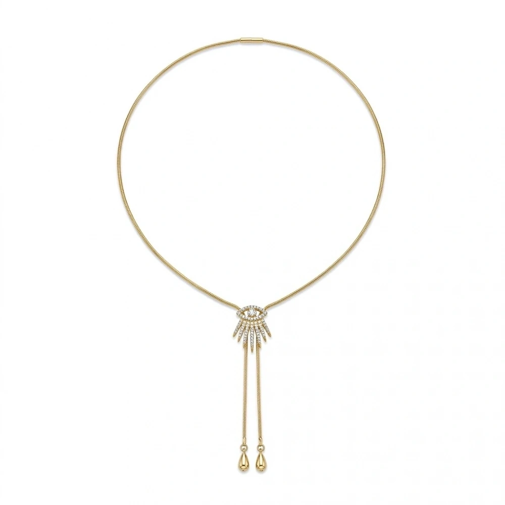 Çelik Asansörlü Kirpikli Göz Detay Kolye