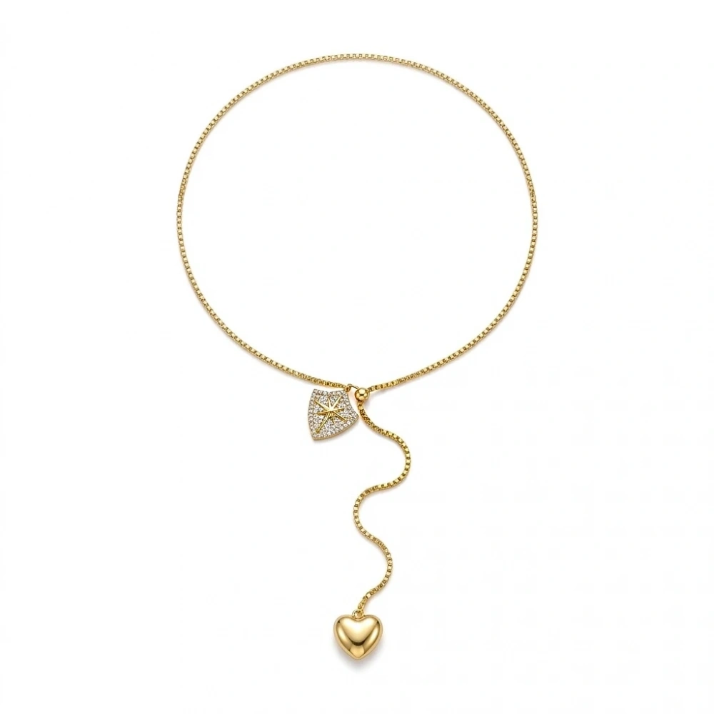 Çelik Asansörlü Zirkon Taşlı Kutup Yıldızlı Kolye