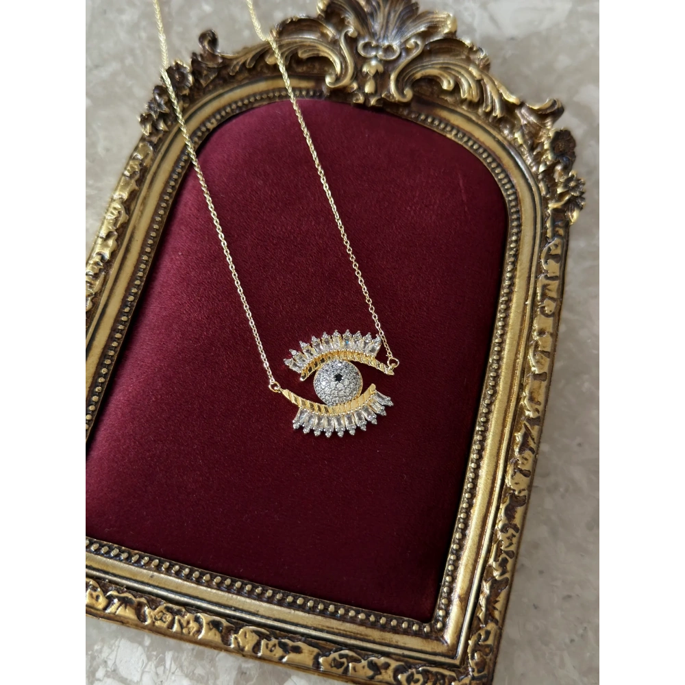 Çelik Baget Taşlı Göz Kolye