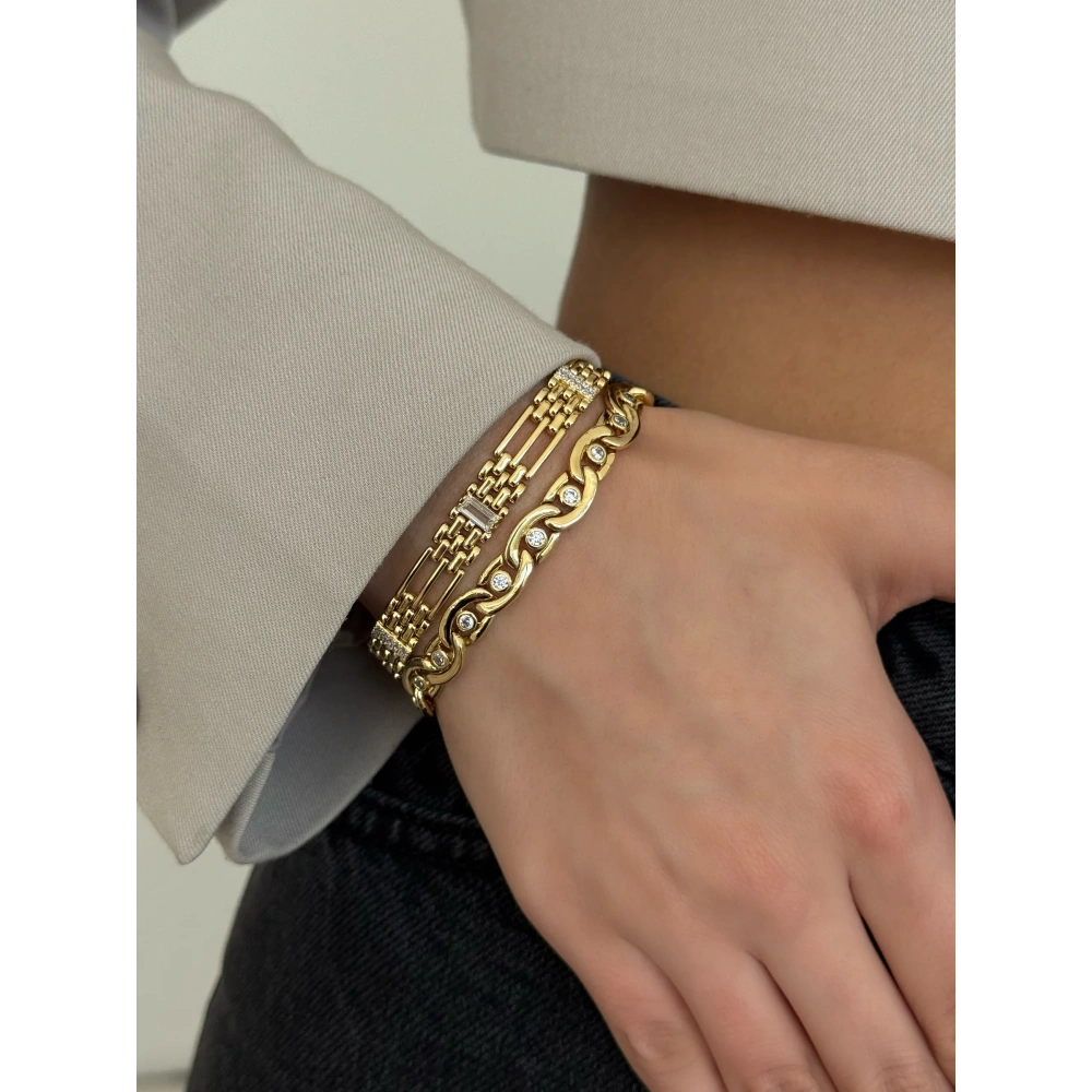 Çelik Baget Taşlı Hasır Bileklik