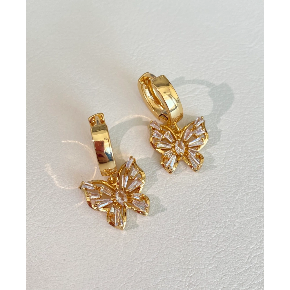 Çelik Baget Taşlı Kelebek Küpe