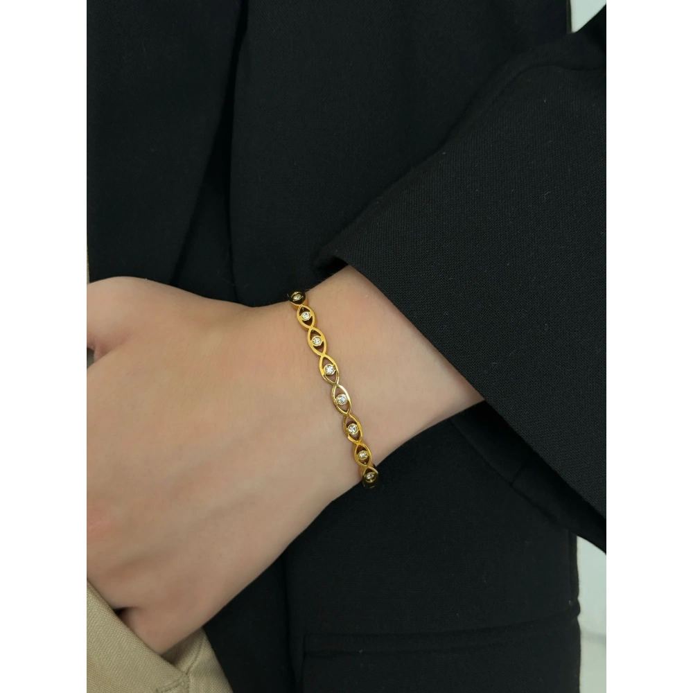 Çelik Bebe Boy Göz Detay Kelepçe Bileklik