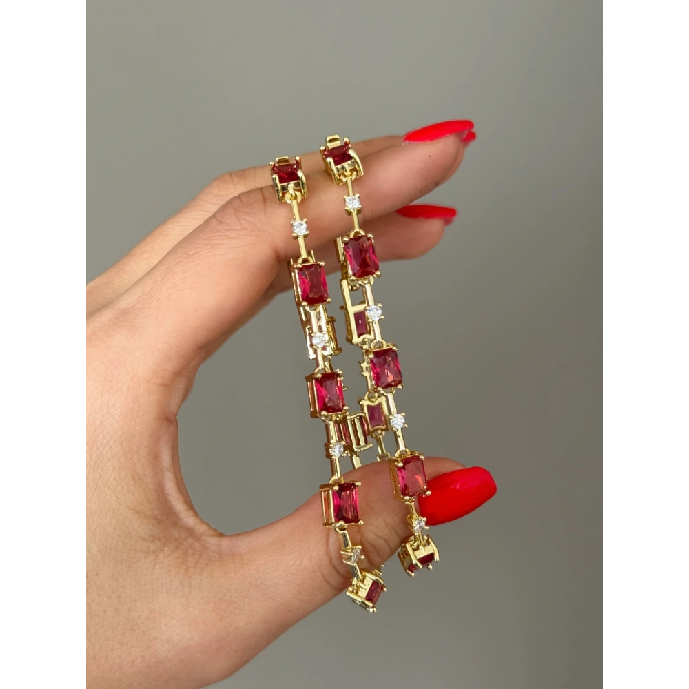 Çelik Bordo Detay Bileklik