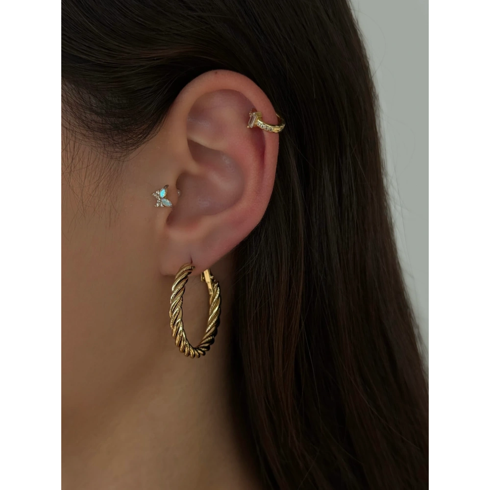 Çelik Burgu Detay Halka Küpe