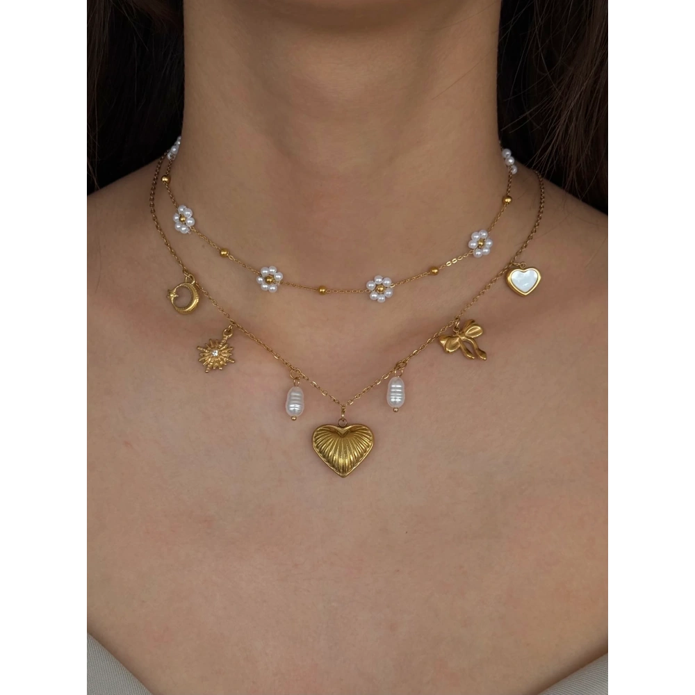 Çelik Charm Detay Kolye