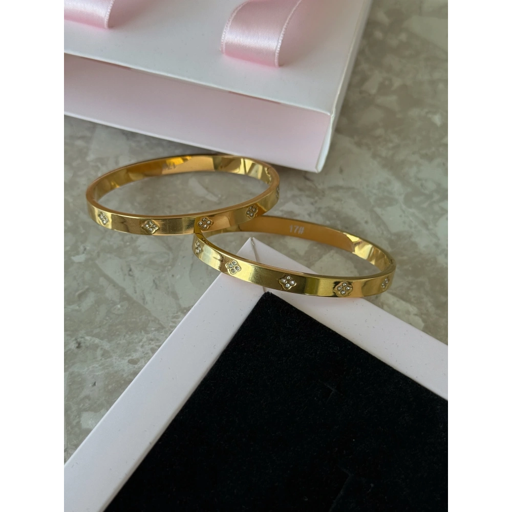 Çelik Çiçek Detay Kelepçe Bileklik