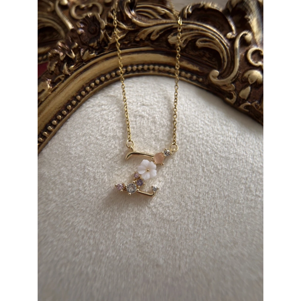 Çelik Çiçekli Z Harfli Kolye