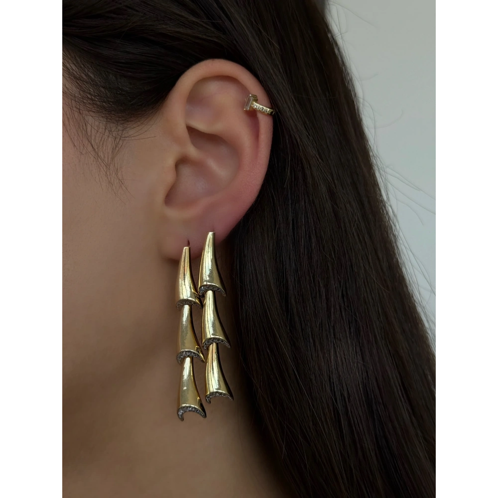 Çelik Çift Renk Tasarım Küpe