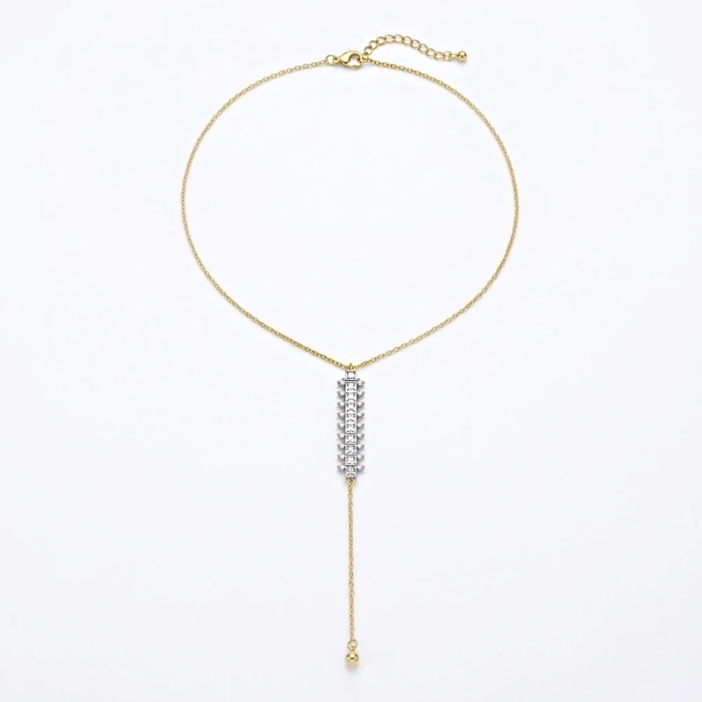 Çelik Çift Renkli Y Kolye