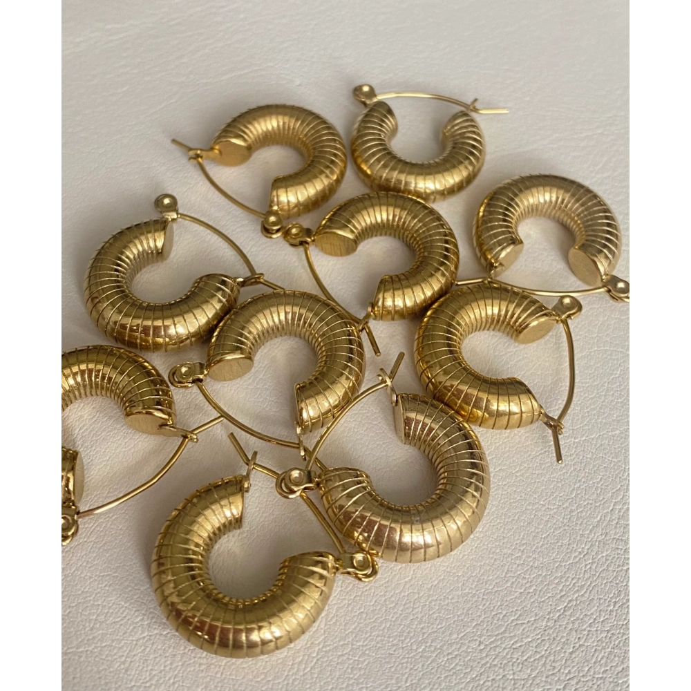 Çelik Çizgili Halka Küpe