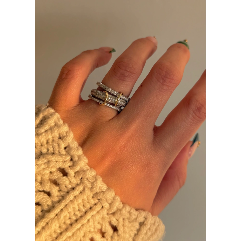 Çelik Full Taşlı Silver Spiral Yüzük