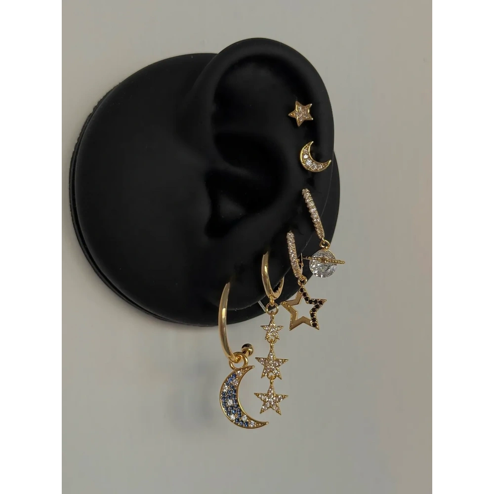 Çelik Galaxy Detay 6 Lı Küpe Seti