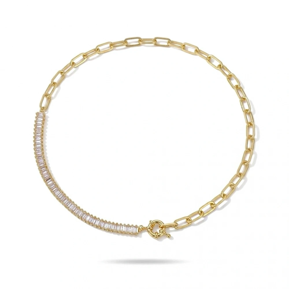 Çelik Gemici Klipsli Baget Taşlı Kolye