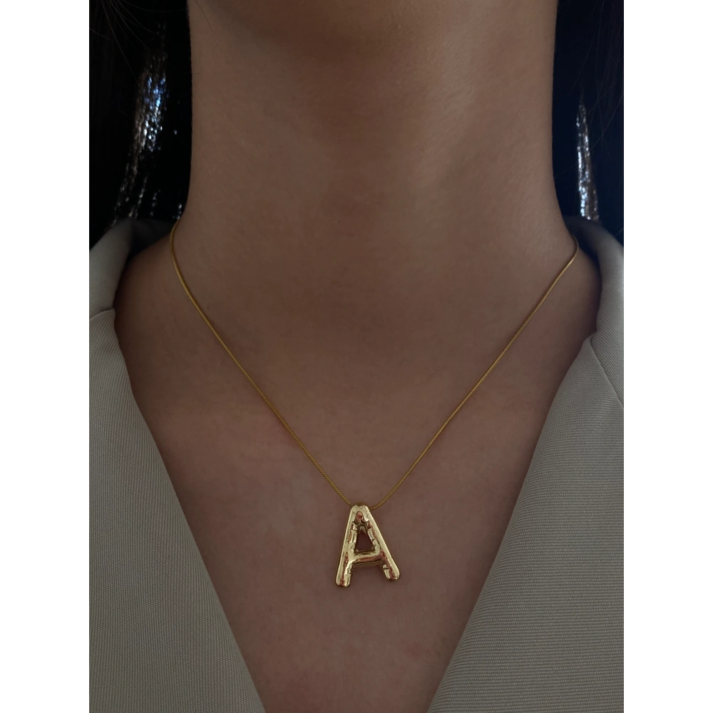Çelik Gold Balon A Harf Kolye