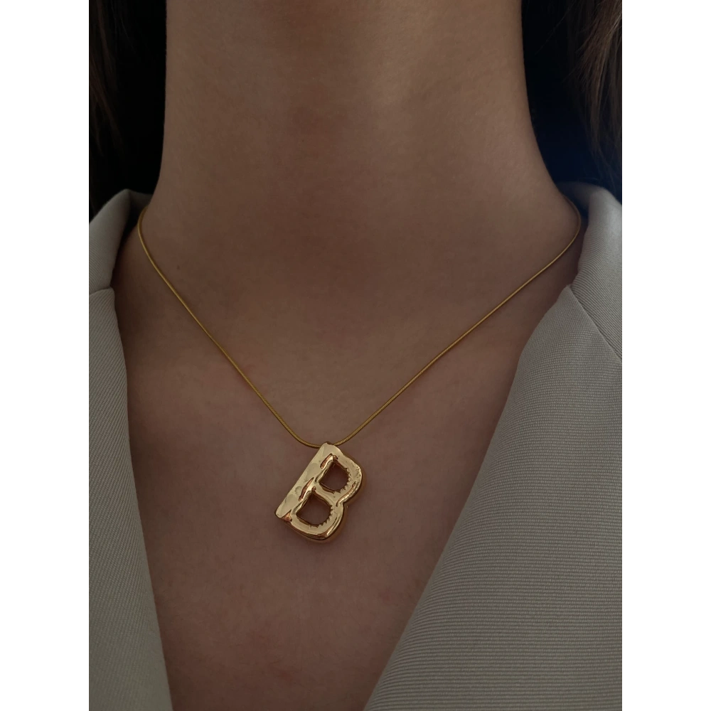 Çelik Gold Balon B Harfli Kolye