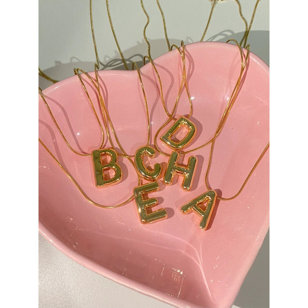 Çelik Gold Balon Harf Kolye