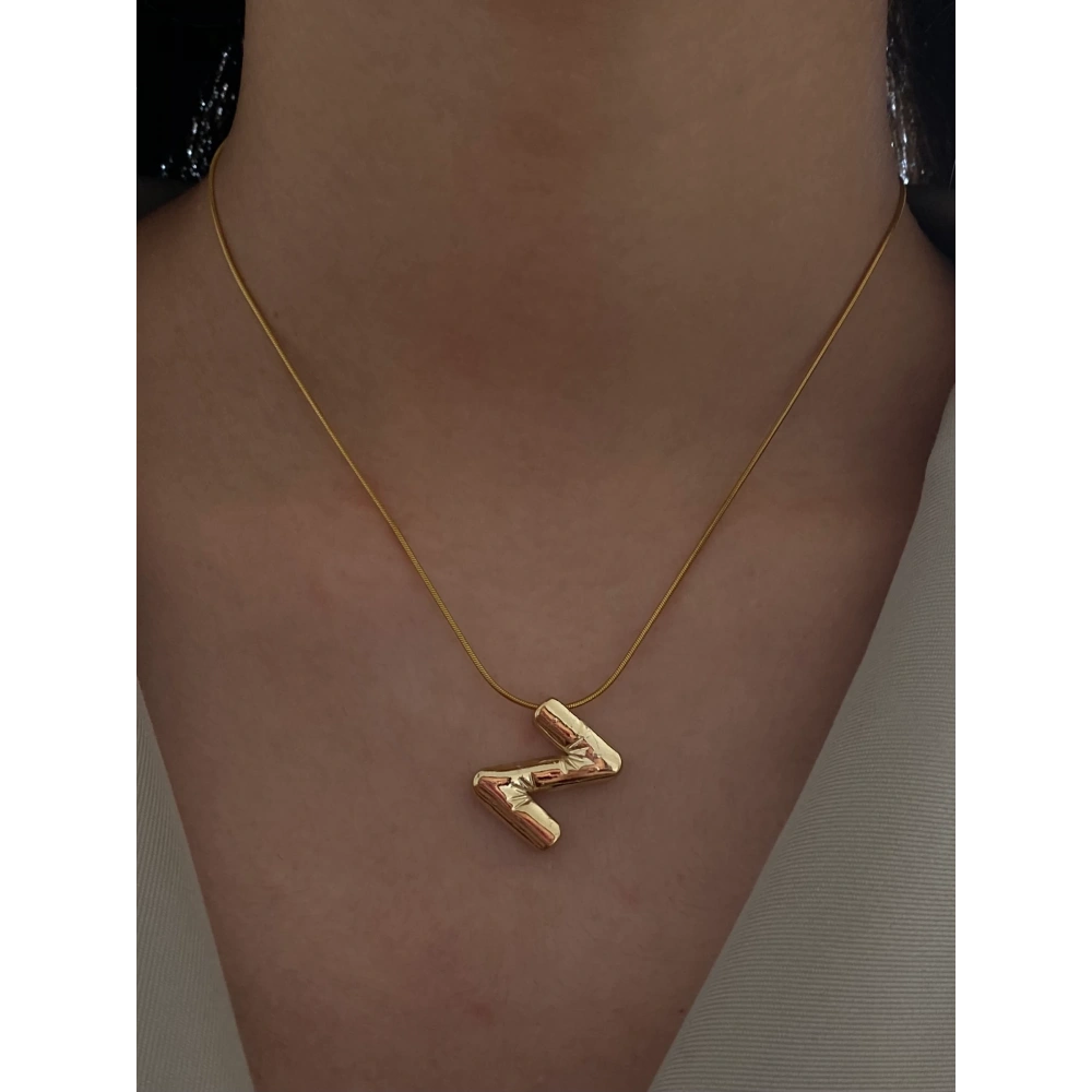 Çelik Gold Balon Z Harf Kolye