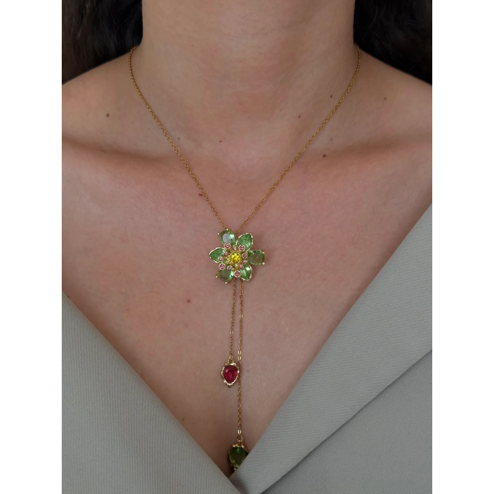 Çelik Gold Çiçek Kolye