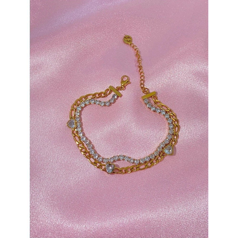 Çelik Gold Çift Sıra Bileklik