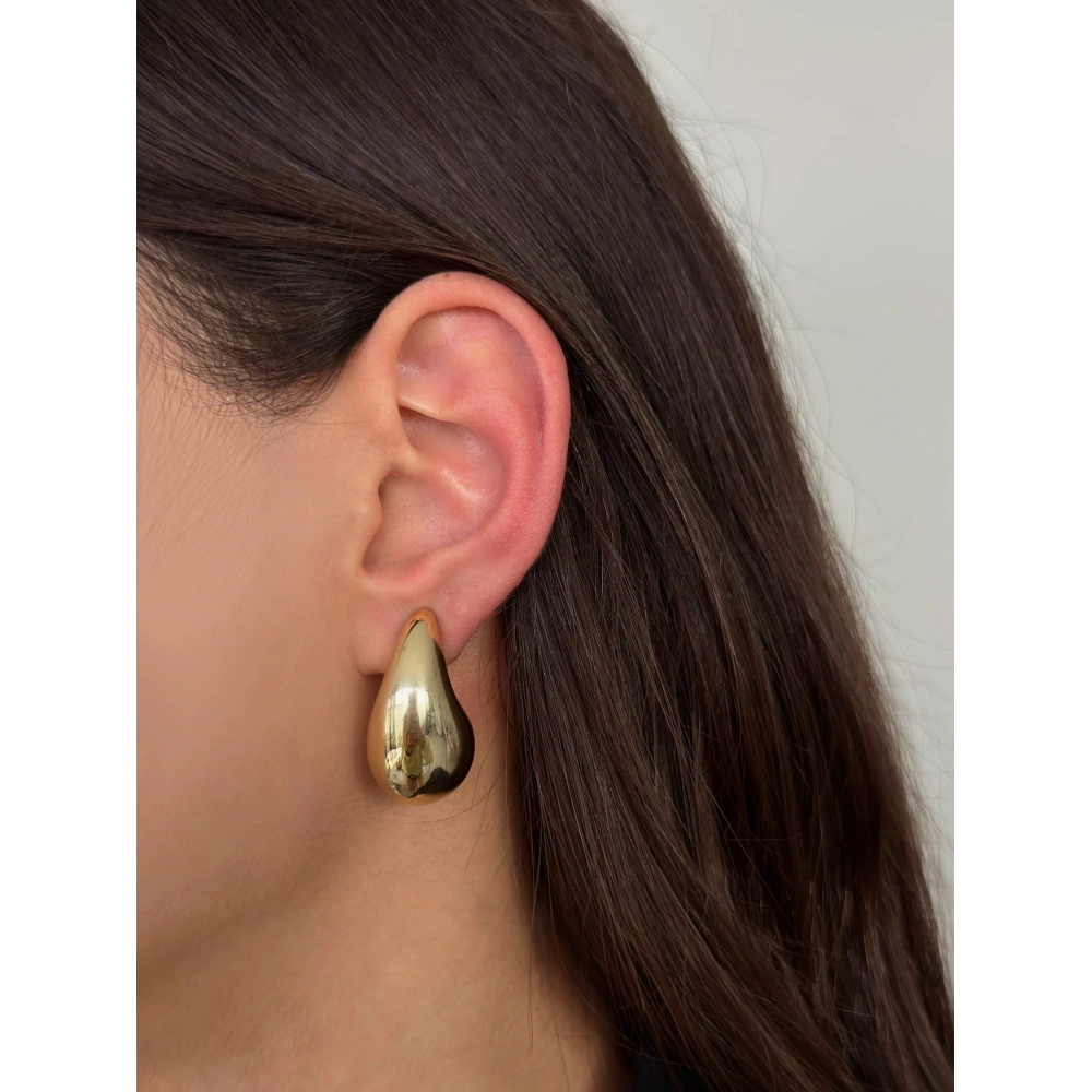 Çelik Gold Damla Detay Küpe