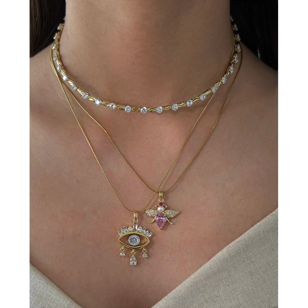 Çelik Gold Göz Kolye