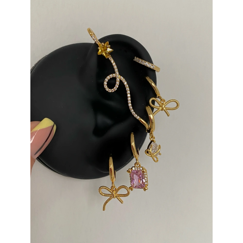 Çelik Gold Kurdela Deaty 6 Lı Küpe Seti